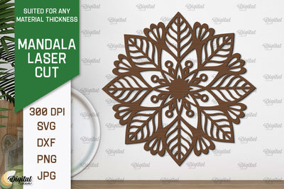 Floral Mandala Wall Art Laser Cut. Wall Decor SVG Design SVG Evgenyia Guschina 
