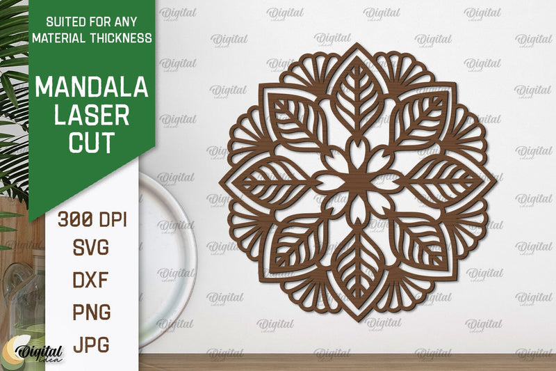 Floral Mandala Wall Art Laser Cut. Wall Decor SVG Design SVG Evgenyia Guschina 