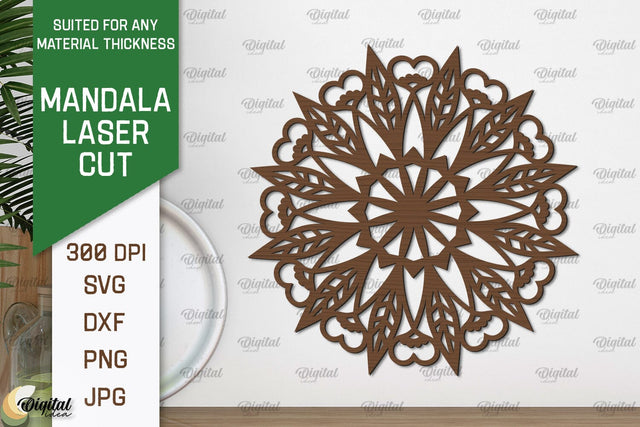 Floral Mandala Wall Art Laser Cut. Wall Decor SVG Design SVG Evgenyia Guschina 