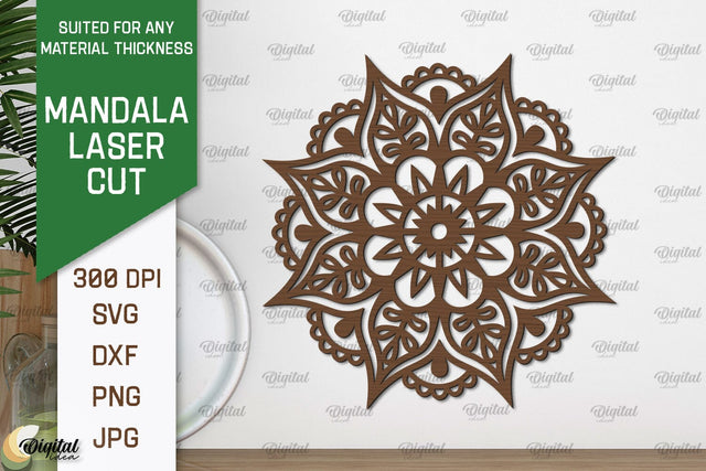 Floral Mandala Wall Art Laser Cut. Wall Decor SVG Design SVG Evgenyia Guschina 