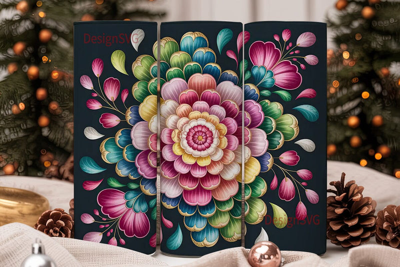 Floral Mandala Wind Spinner Design Sublimation DesignSVG 