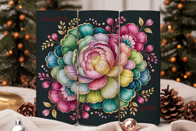 Floral Mandala Wind Spinner Design Sublimation DesignSVG 