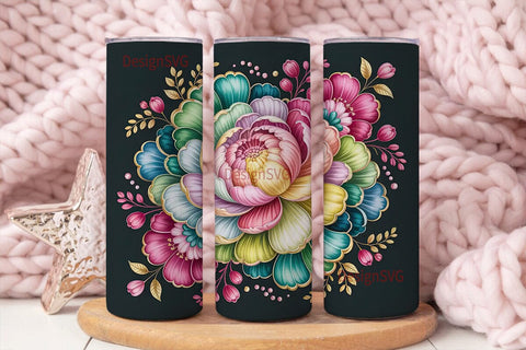 Floral Mandala Wind Spinner Design Sublimation DesignSVG 