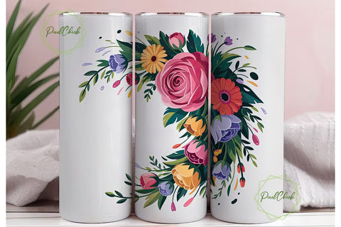 Floral Masterpiece 20oz Tumbler Wrap Sublimation PixelChick 