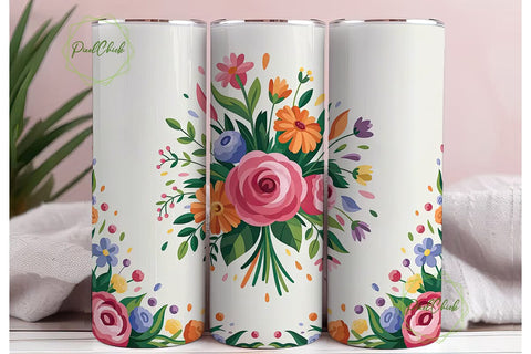 Floral Masterpiece 20oz Tumbler Wrap Sublimation PixelChick 