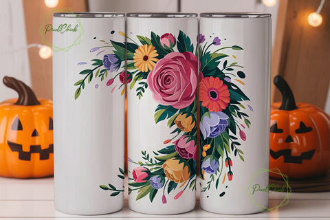 Floral Masterpiece 20oz Tumbler Wrap Sublimation PixelChick 