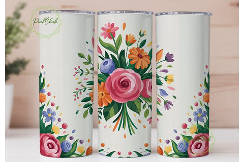 Floral Masterpiece 20oz Tumbler Wrap Sublimation PixelChick 