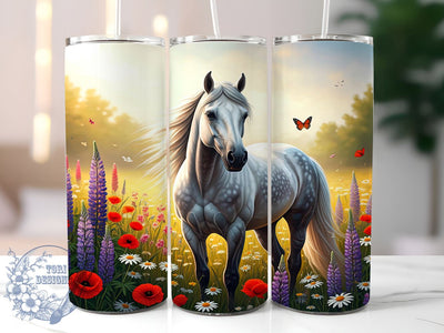 Floral Meadow Horse Lover Tumbler, Cute Horse Tumbler, Floral Meadow Wrap, 20oz Tumbler Design, Horse Lover Gift, Nature Drinkware, Equestrian Decor, Farmhouse Tumbler Sublimation ToriDesigns 