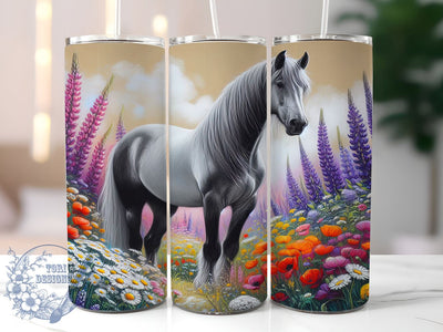 Floral Meadow Horse Lover Tumbler, Cute Horse Tumbler, Floral Meadow Wrap, 20oz Tumbler Design, Horse Lover Gift, Nature Drinkware, Equestrian Decor, Farmhouse Tumbler Sublimation ToriDesigns 
