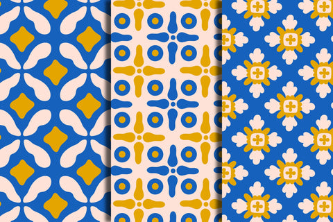 Floral Mediterranean Tile Seamless Patterns & Digital Papers Digital Pattern Rin Green 