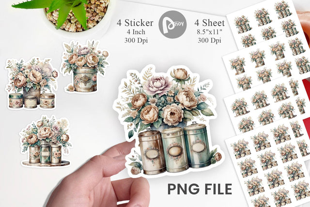 Floral Metal Tin Sticker Sublimation artnoy 