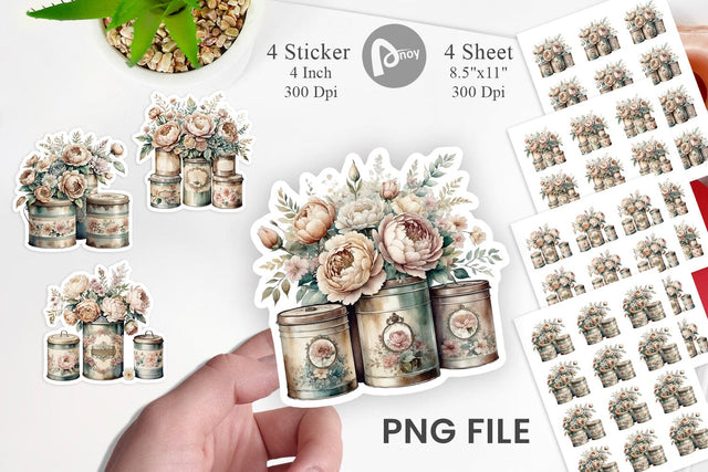 Floral Metal Tin Sticker Sublimation artnoy 