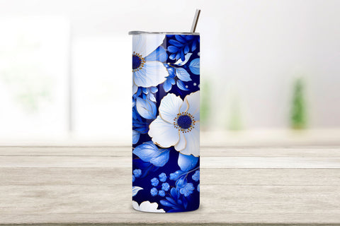 Floral Mirage 3D Tumbler Wrap, Seamless Night PNG Sublimation FloridPrintables 