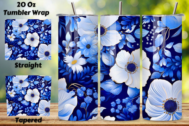 Floral Mirage 3D Tumbler Wrap, Seamless Night PNG Sublimation FloridPrintables 