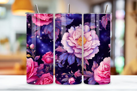 Floral Mirage Seamless Tumbler Wrap, 3D Night Sky PNG, 3D Floral Mirage Tumbler Wrap, Seamless Night Sky PNG Sublimation FloridPrintables 