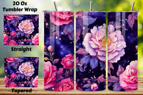 Floral Mirage Seamless Tumbler Wrap, 3D Night Sky PNG, 3D Floral Mirage Tumbler Wrap, Seamless Night Sky PNG Sublimation FloridPrintables 