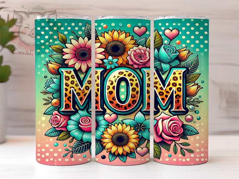 Floral Mom 20oz Tumbler Wrap, Mother's Day Tumbler, 20oz Tumbler, Sublimation Wrap, Gift for Mom, Custom Tumbler, Mom Gift Sublimation Lara' s Designs 