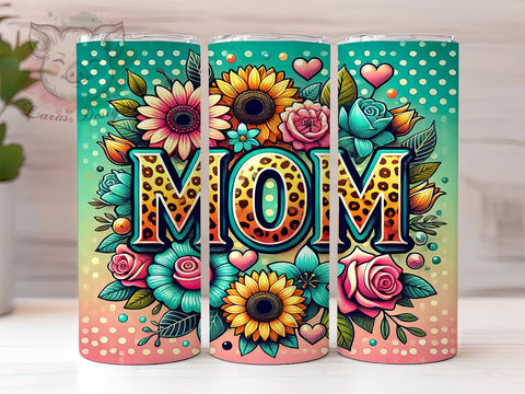 Floral Mom 20oz Tumbler Wrap, Mother's Day Tumbler, 20oz Tumbler, Sublimation Wrap, Gift for Mom, Custom Tumbler, Mom Gift Sublimation Lara' s Designs 