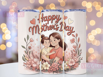 Floral Mom & Child 20oz Tumbler, Floral Mom, Mother And Child, Happy Mother's Day, Sublimation Design, Tumbler Wrap, Gift For Mom Sublimation SvggirlplusArt 