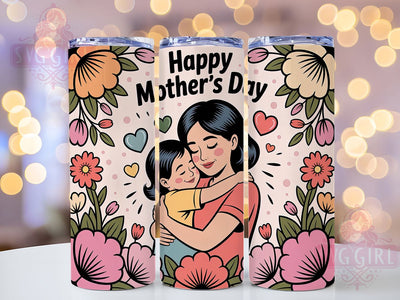 Floral Mom & Child 20oz Tumbler, Floral Mom, Mother And Child, Happy Mother's Day, Sublimation Design, Tumbler Wrap, Gift For Mom Sublimation SvggirlplusArt 