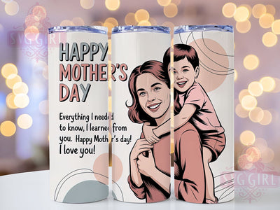 Floral Mom & Child 20oz Tumbler, Mother And Child, I Love You Mom, Everything I Needed To Know, Learned From You, Sublimation Design, Tumbler Wrap Sublimation SvggirlplusArt 