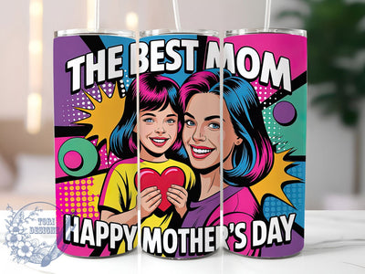 Floral Mom & Girl 20oz Tumbler, Floral Mom, Young Girl And Mom, The Best Mom, Happy Mother's Day, Sublimation Design, Tumbler Wrap Sublimation ToriDesigns 