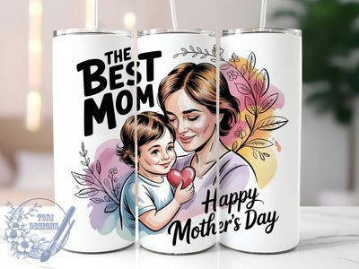 Floral Mom & Girl 20oz Tumbler, Floral Mom, Young Girl And Mom, The Best Mom, Happy Mother's Day, Sublimation Design, Tumbler Wrap Sublimation ToriDesigns 