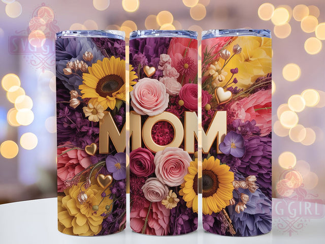 Floral Mom Life Design 20oz Tumbler, Mom Life, Family Theme, 20oz Wrap, Sublimation Design, Elegant Style, PNG File Sublimation SvggirlplusArt 
