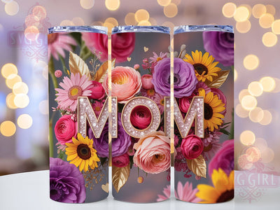 Floral Mom Life Design 20oz Tumbler, Mom Life, Family Theme, 20oz Wrap, Sublimation Design, Elegant Style, PNG File Sublimation SvggirlplusArt 