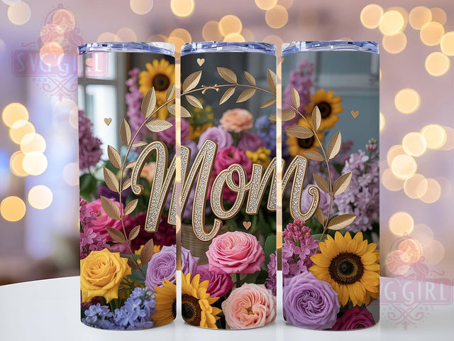 Floral Mom Life Design 20oz Tumbler, Mom Life, Family Theme, 20oz Wrap, Sublimation Design, Elegant Style, PNG File Sublimation SvggirlplusArt 