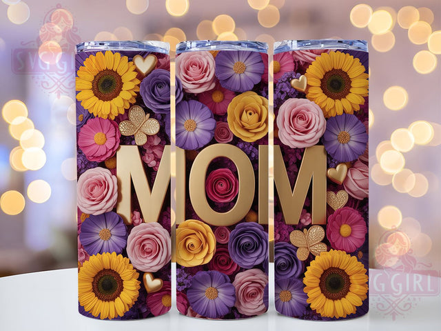 Floral Mom Life Design 20oz Tumbler, Mom Life, Family Theme, 20oz Wrap, Sublimation Design, Elegant Style, PNG File Sublimation SvggirlplusArt 