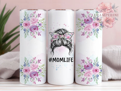 Floral Mom Life Tumbler, Floral Mom Bun Tumbler, Funny Seamless 20oz Wrap, Sublimation Design, Stylish Gift Idea, Mom Bun Wrap, Floral Funny Tumbler Sublimation Li Zamperini 