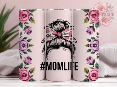 Floral Mom Life Tumbler, Floral Mom Bun Tumbler, Funny Seamless 20oz Wrap, Sublimation Design, Stylish Gift Idea, Mom Bun Wrap, Floral Funny Tumbler Sublimation Li Zamperini 