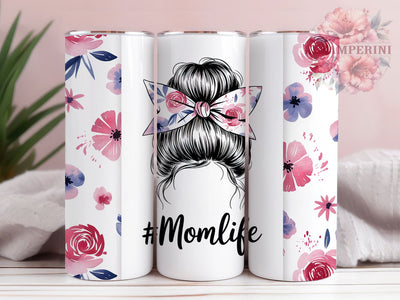 Floral Mom Life Tumbler, Floral Mom Bun Tumbler, Funny Seamless 20oz Wrap, Sublimation Design, Stylish Gift Idea, Mom Bun Wrap, Floral Funny Tumbler Sublimation Li Zamperini 