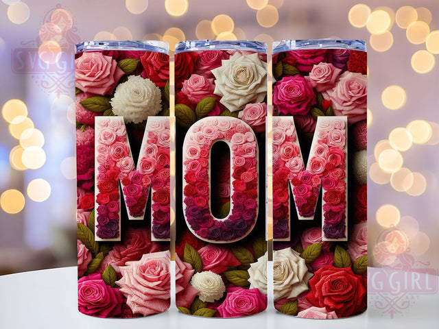 Floral Mom Pink Roses Tumbler, Pink Roses Tumbler, 20oz Tumbler Wrap, Mother's Day Tumbler, Rose Design Tumbler, Mom Tumbler Wrap, Pink Floral Tumbler Sublimation SvggirlplusArt 
