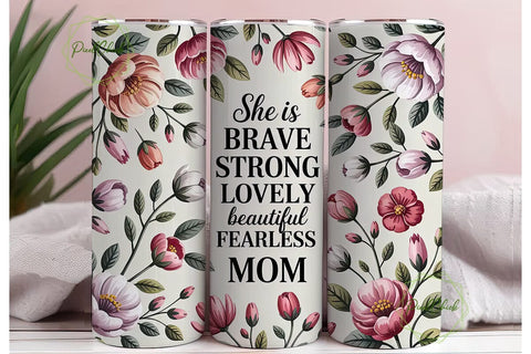Floral Mom Quote 20oz Tumbler Wrap Sublimation PixelChick 