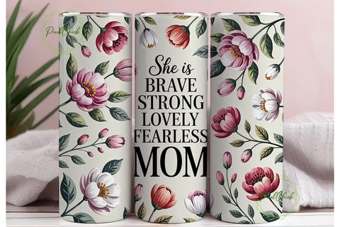 Floral Mom Quote 20oz Tumbler Wrap Sublimation PixelChick 