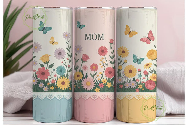 Floral Mom Tumbler Wrap PNG Sublimation PixelChick 