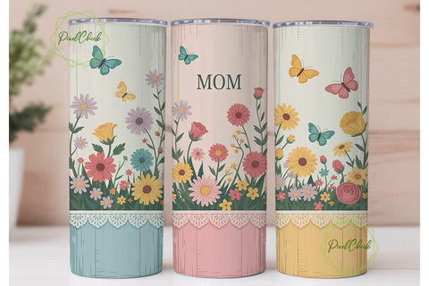 Floral Mom Tumbler Wrap PNG Sublimation PixelChick 