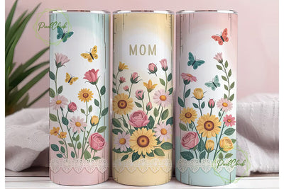 Floral Mom Tumbler Wrap PNG Sublimation PixelChick 
