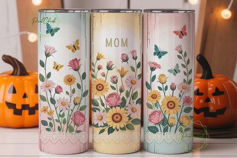 Floral Mom Tumbler Wrap PNG Sublimation PixelChick 