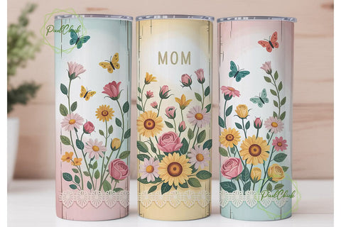 Floral Mom Tumbler Wrap PNG Sublimation PixelChick 