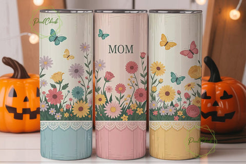 Floral Mom Tumbler Wrap PNG Sublimation PixelChick 