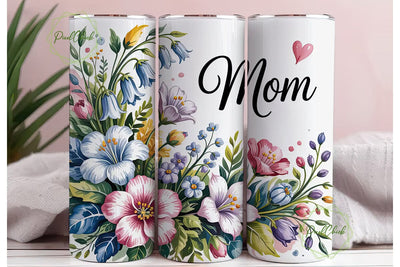 Floral Mom Watercolor 20oz Tumbler Wrap Sublimation PixelChick 