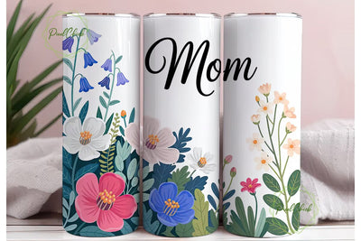 Floral Mom Watercolor 20oz Tumbler Wrap Sublimation PixelChick 
