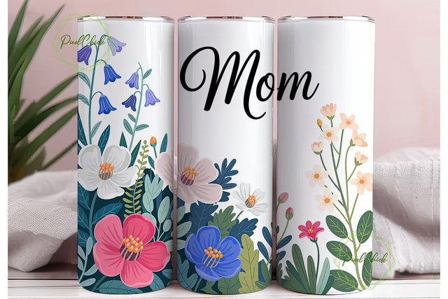 Floral Mom Watercolor 20oz Tumbler Wrap Sublimation PixelChick 