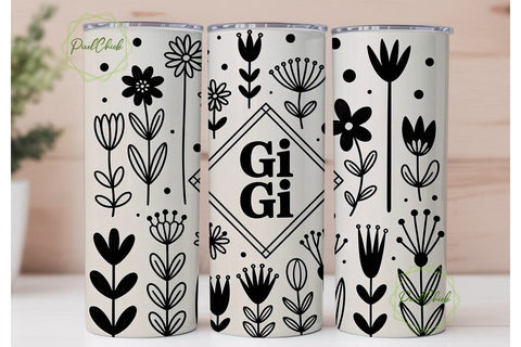 Floral Monogram 20oz Tumbler Wrap Sublimation PixelChick 