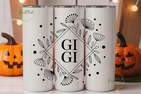 Floral Monogram 20oz Tumbler Wrap Sublimation PixelChick 