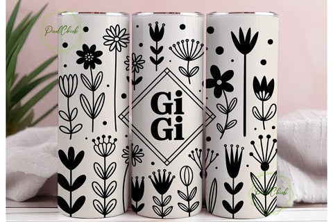 Floral Monogram 20oz Tumbler Wrap Sublimation PixelChick 