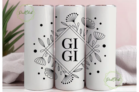 Floral Monogram 20oz Tumbler Wrap Sublimation PixelChick 